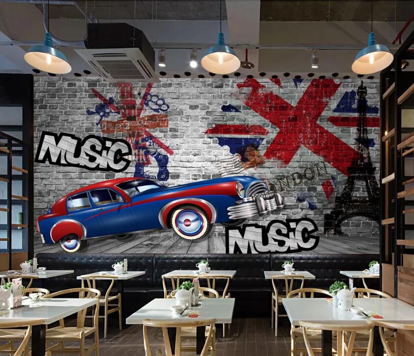 3D Blue Sports Car WC54 Wall Murals Wallpaper AJ Wallpaper 2 