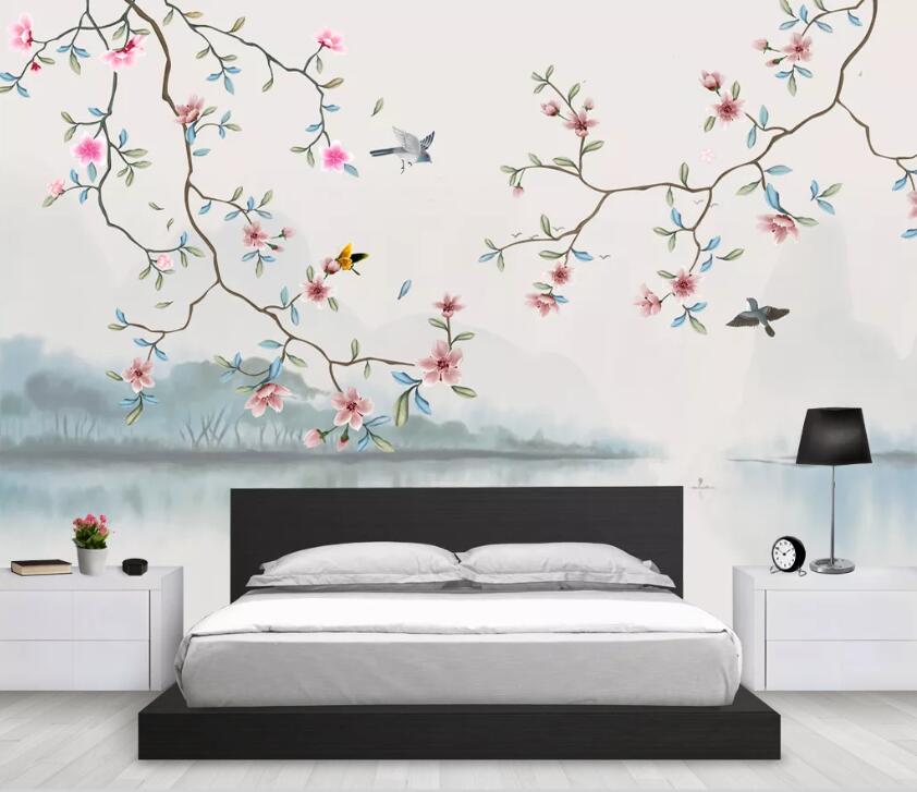 3D Flower Bird WC33 Wall Murals Wallpaper AJ Wallpaper 2 