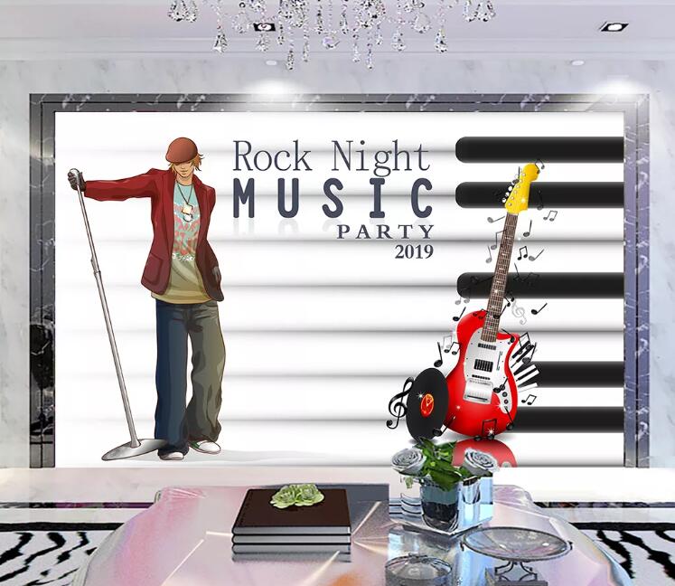 3D Guitar Man WC2447 Wall Murals