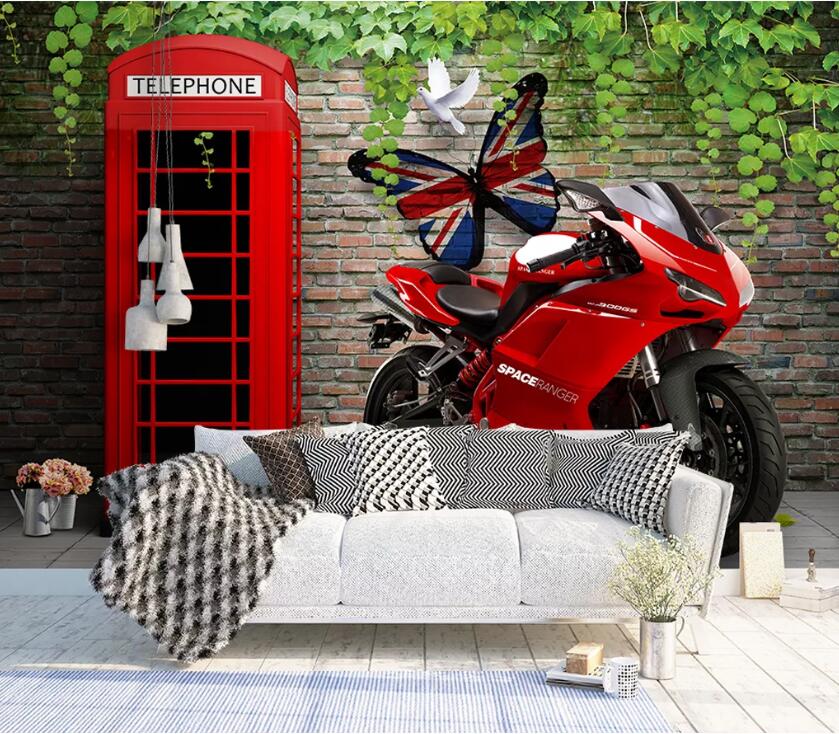 3D Red Motorcycle WC84 Wall Murals Wallpaper AJ Wallpaper 2 