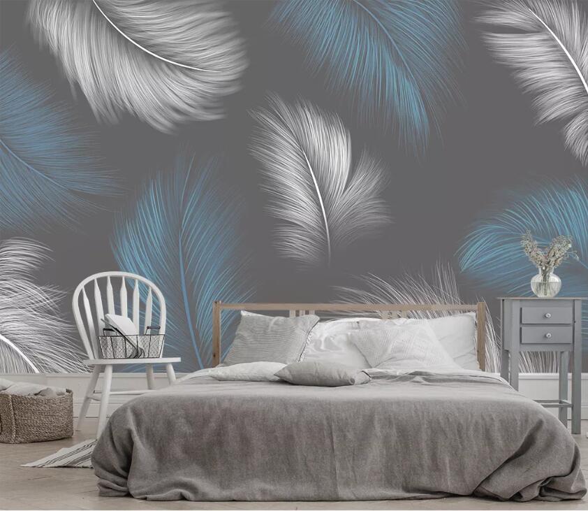 3D Blue Feather WC2434 Wall Murals