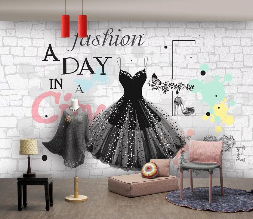 3D Black Skirt WC05 Wall Murals Wallpaper AJ Wallpaper 2 