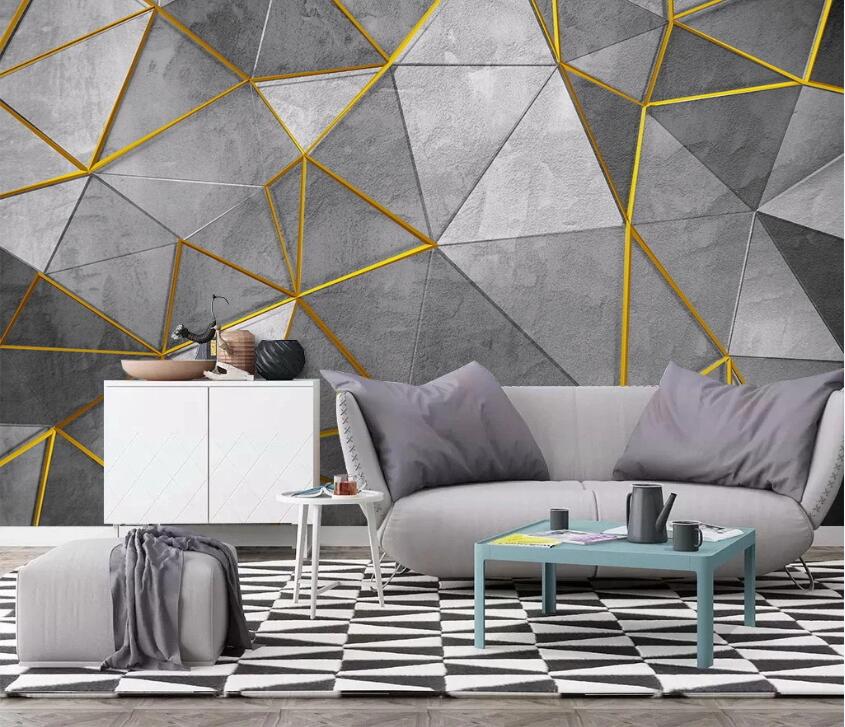 3D Gray Triangle WC2318 Wall Murals
