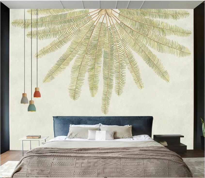 3D Fan-shaped Leaves WC44 Wall Murals Wallpaper AJ Wallpaper 2 
