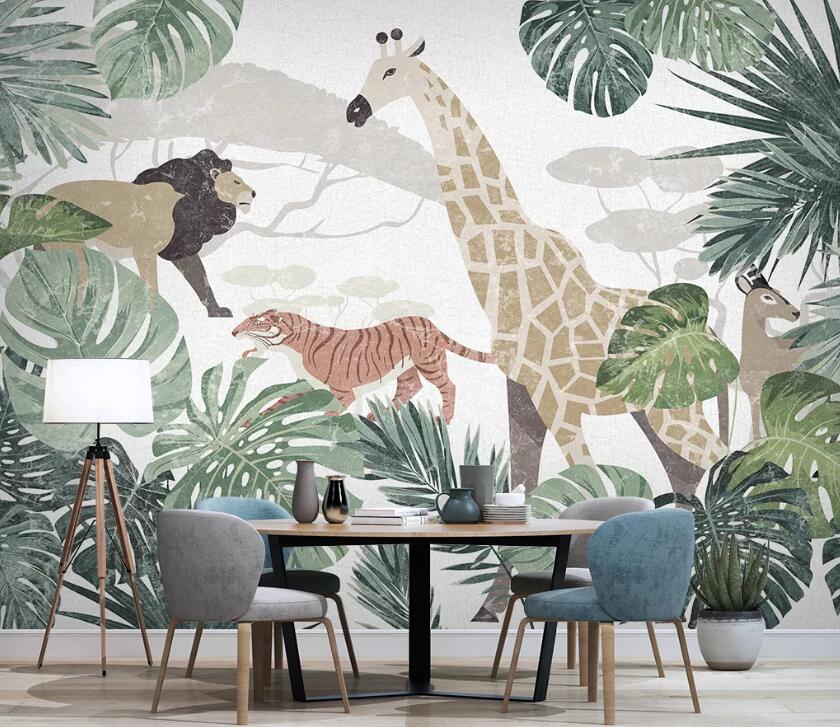 3D Giraffe Tiger WC2210 Wall Murals