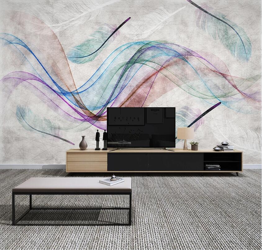 3D Blue Feather WC1920 Wall Murals