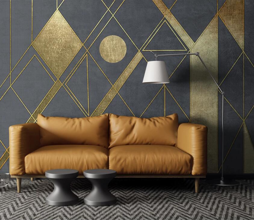 3D Golden Geometry WC51 Wall Murals Wallpaper AJ Wallpaper 2 