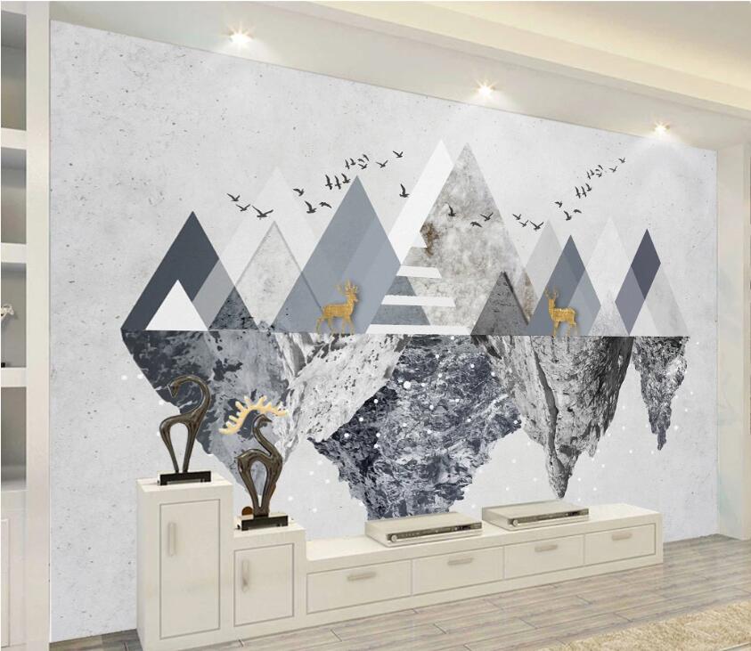 3D Golden Geometry WC26 Wall Murals Wallpaper AJ Wallpaper 2 