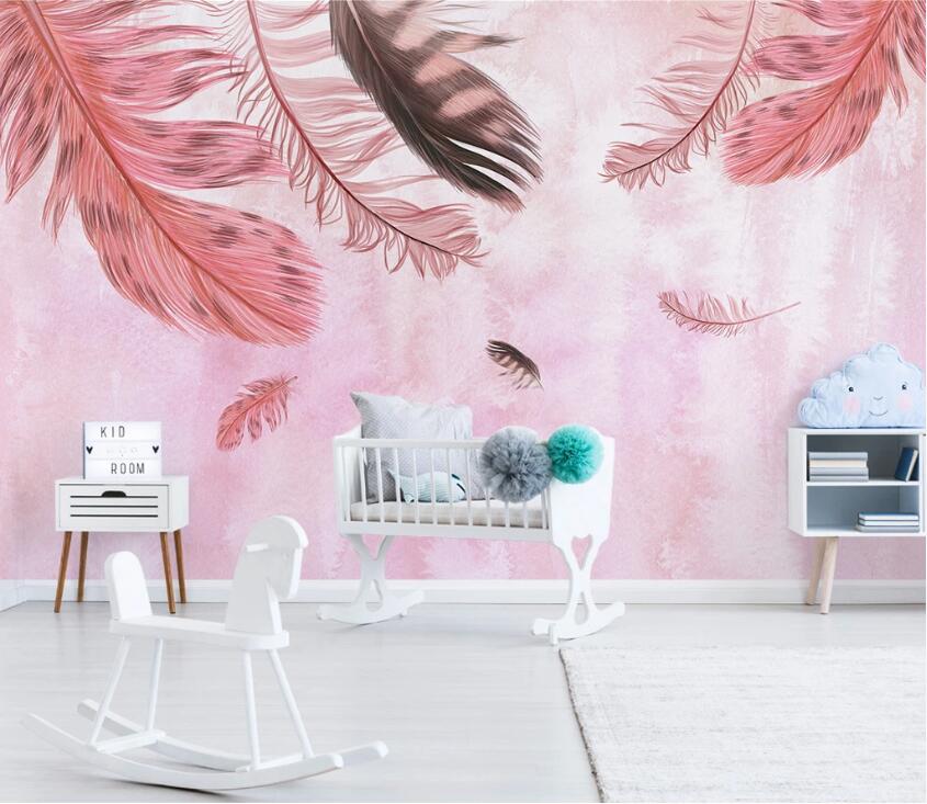 3D Pink Feather WC97 Wall Murals Wallpaper AJ Wallpaper 2 
