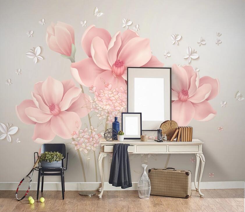 3D Pink Flowers WC75 Wall Murals Wallpaper AJ Wallpaper 2 