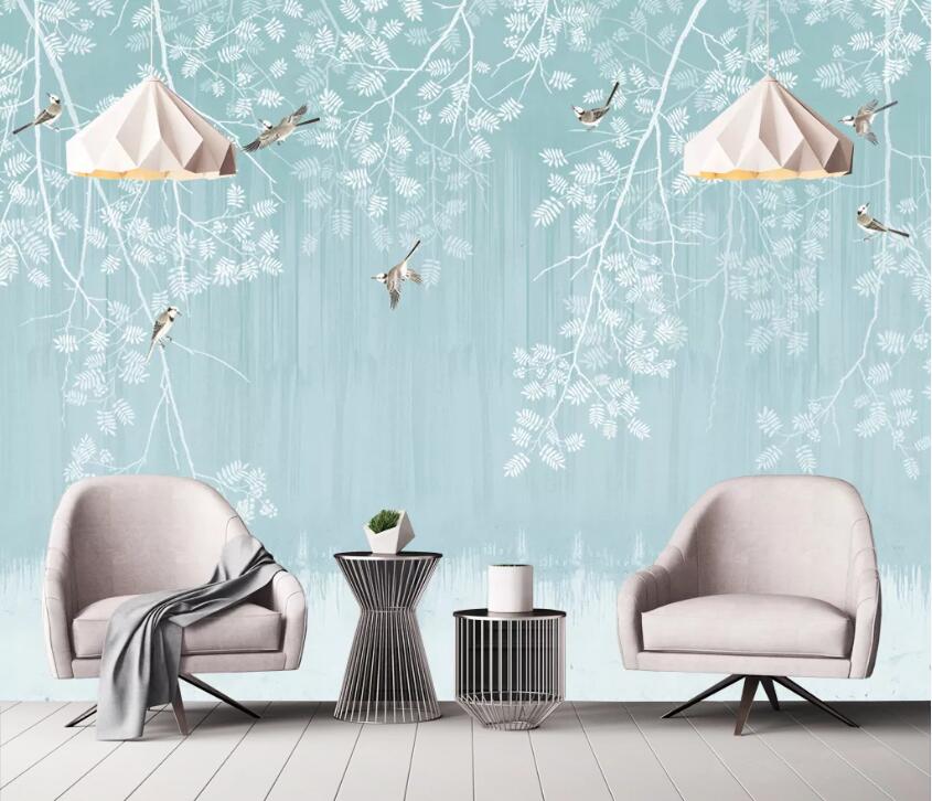 3D White Leaf WC1820 Wall Murals