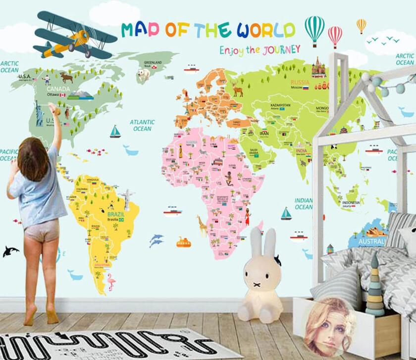 3D Color World Map WC1727 Wall Murals