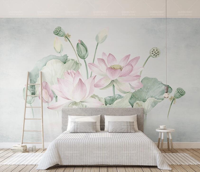 3D Pink Lotus WC26 Wall Murals Wallpaper AJ Wallpaper 2 