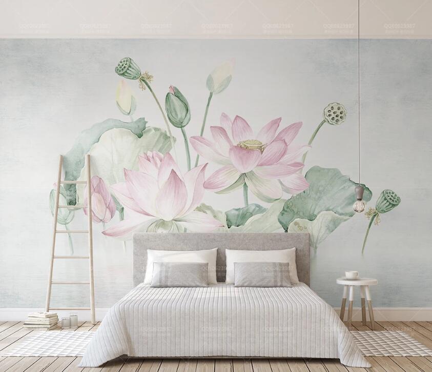 3D Beautiful Lotus WC1512 Wall Murals