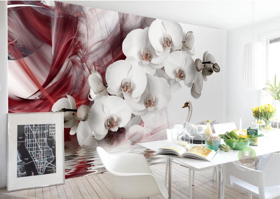 3D White Flowers WC23 Wall Murals Wallpaper AJ Wallpaper 2 