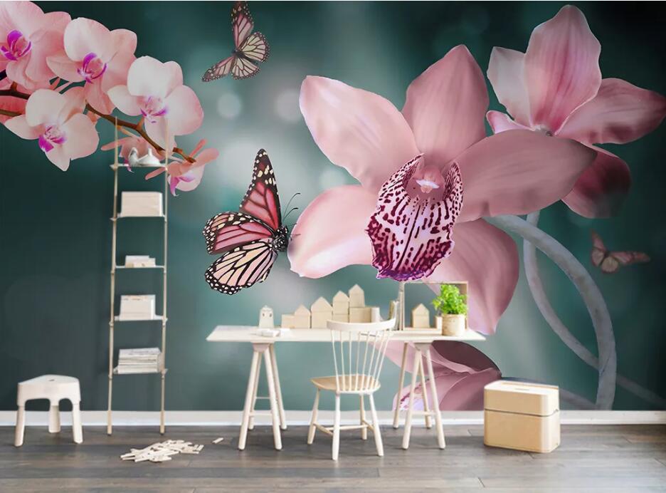 3D Flower Butterfly WC17 Wall Murals Wallpaper AJ Wallpaper 2 