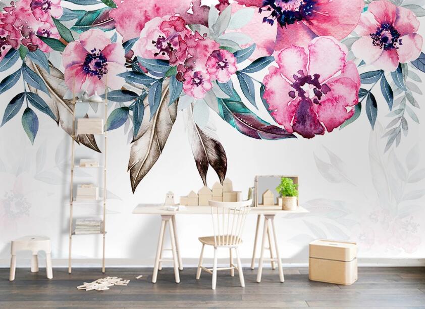 3D Pink Flowers WC96 Wall Murals Wallpaper AJ Wallpaper 2 