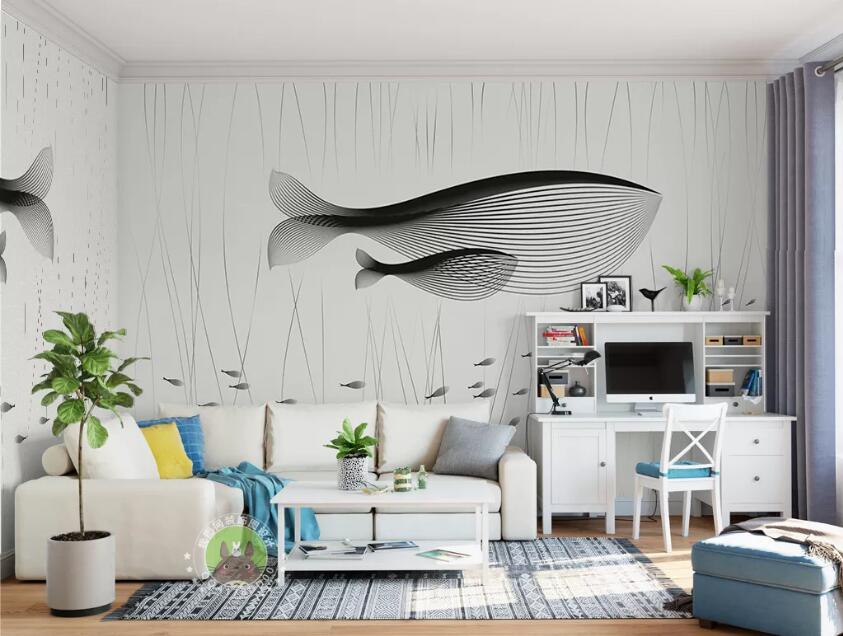 3D Line Fish WC70 Wall Murals Wallpaper AJ Wallpaper 2 