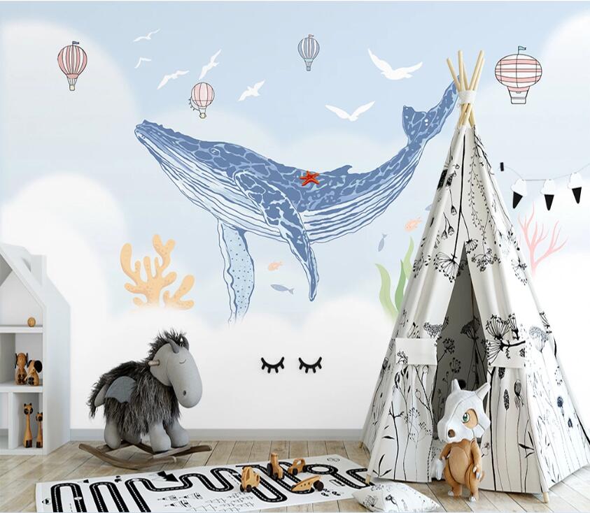 3D Starfish Whale WC2600 Wall Murals