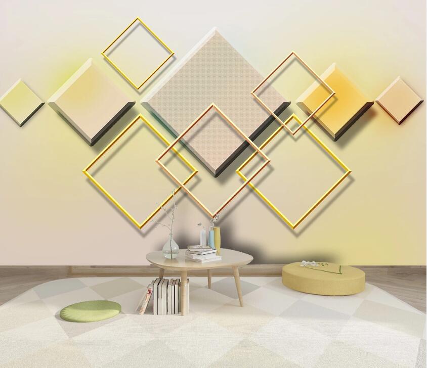 3D Yellow Square WC24 Wall Murals Wallpaper AJ Wallpaper 2 
