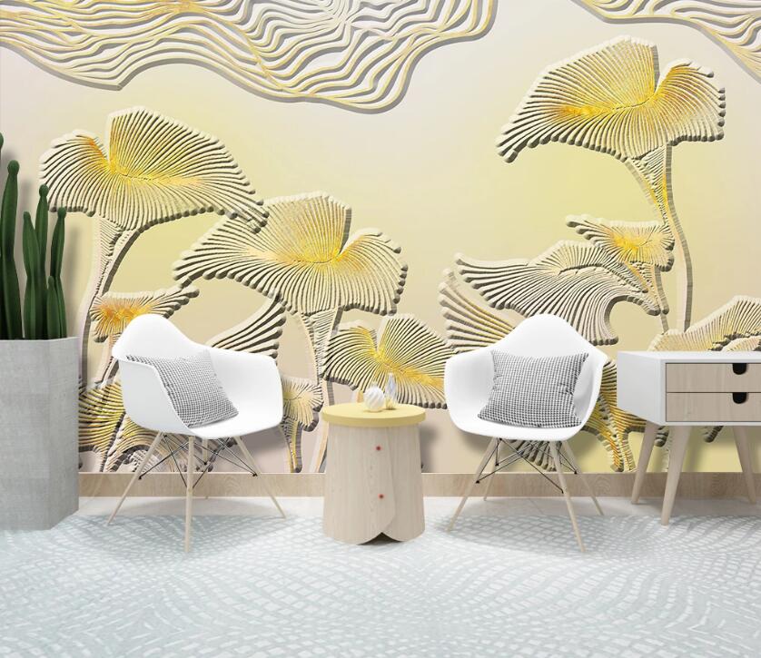 3D Line Leaves WC25 Wall Murals Wallpaper AJ Wallpaper 2 