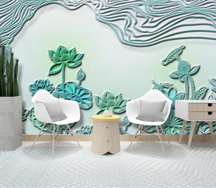 3D Line Leaves WC26 Wall Murals Wallpaper AJ Wallpaper 2 