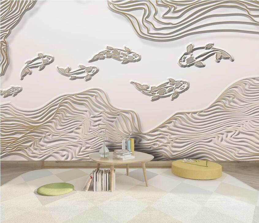 3D Carving Fish WC27 Wall Murals Wallpaper AJ Wallpaper 2 