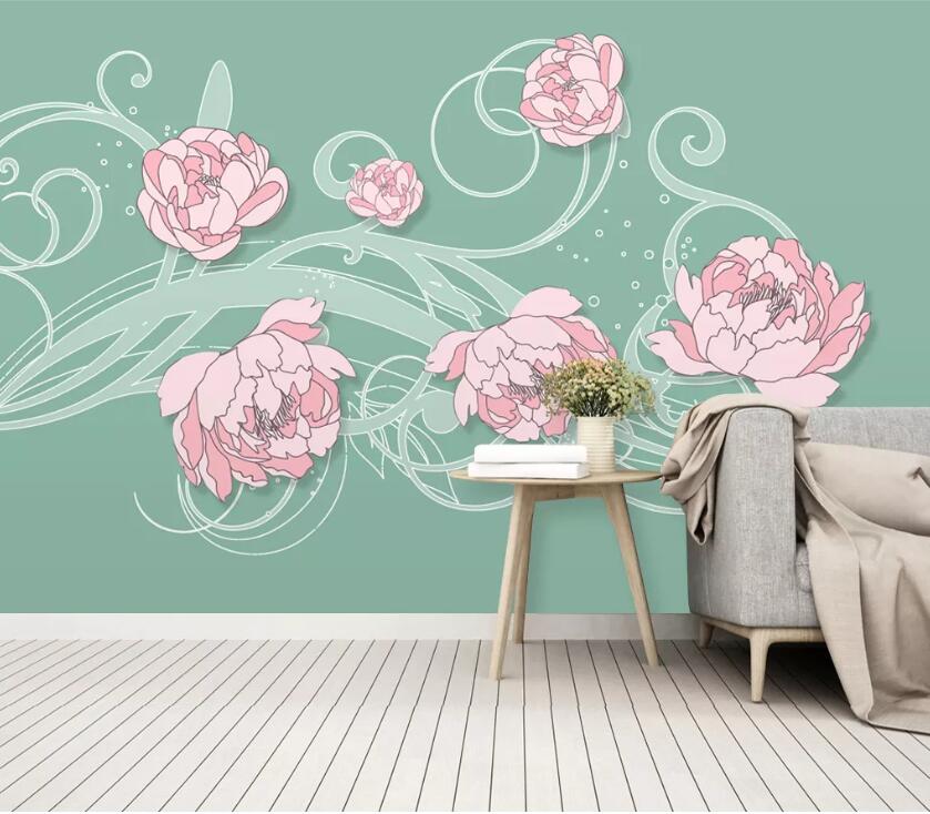 3D Pink Flowers WC23 Wall Murals Wallpaper AJ Wallpaper 2 