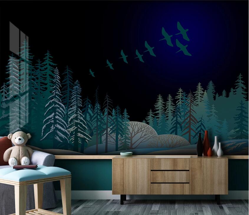 3D Night Leaves WC99 Wall Murals Wallpaper AJ Wallpaper 2 