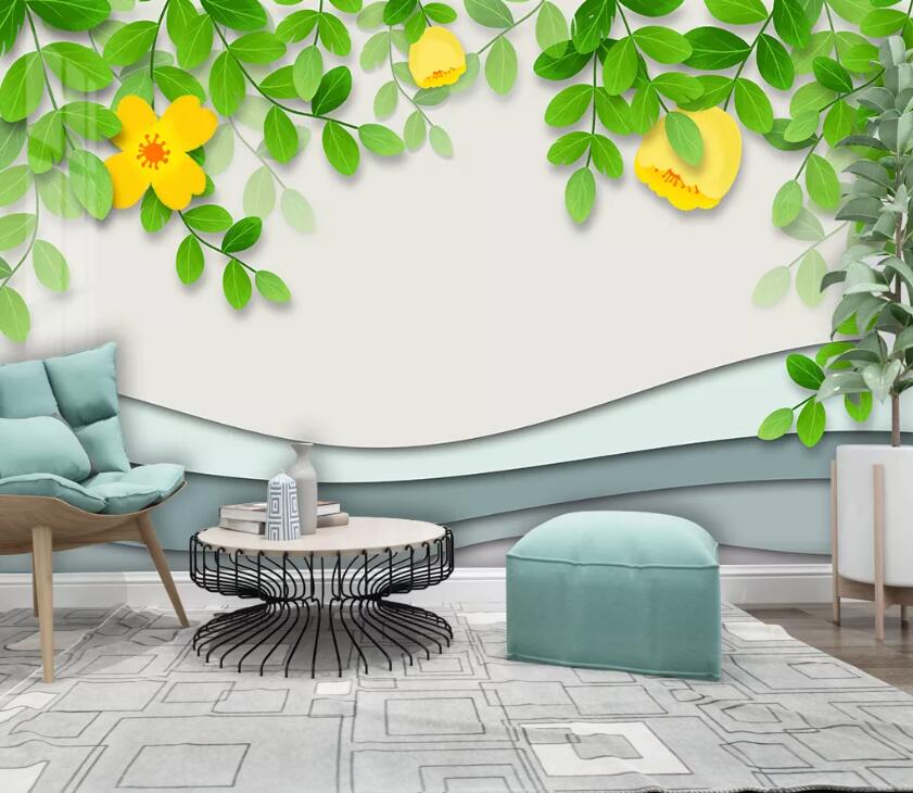 3D Leaves Flower WC96 Wall Murals Wallpaper AJ Wallpaper 2 