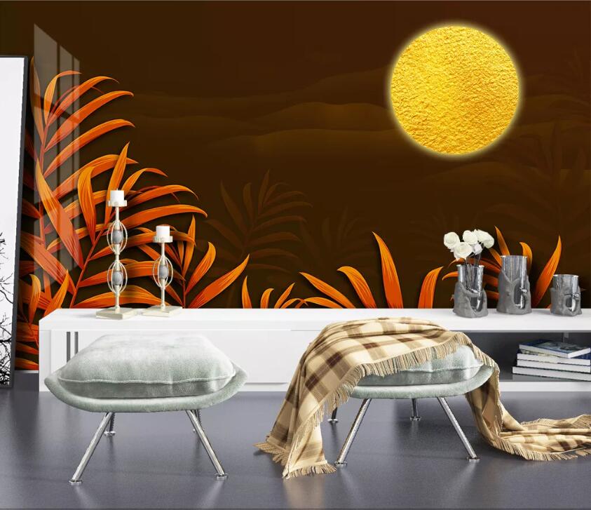 3D Moon Leaves WC80 Wall Murals Wallpaper AJ Wallpaper 2 