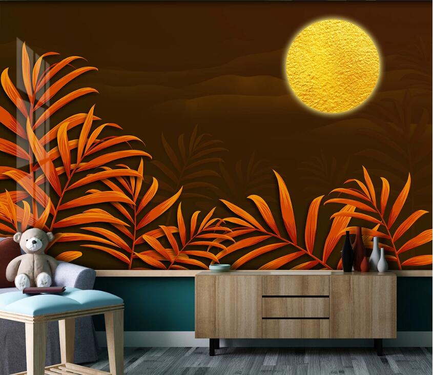 3D Moon Leaves WC80 Wall Murals Wallpaper AJ Wallpaper 2 