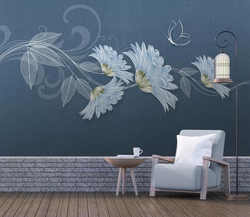 3D Sketch Flowers WC77 Wall Murals Wallpaper AJ Wallpaper 2 