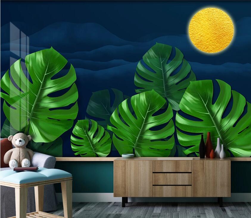 3D Leaves Moon WC48 Wall Murals Wallpaper AJ Wallpaper 2 