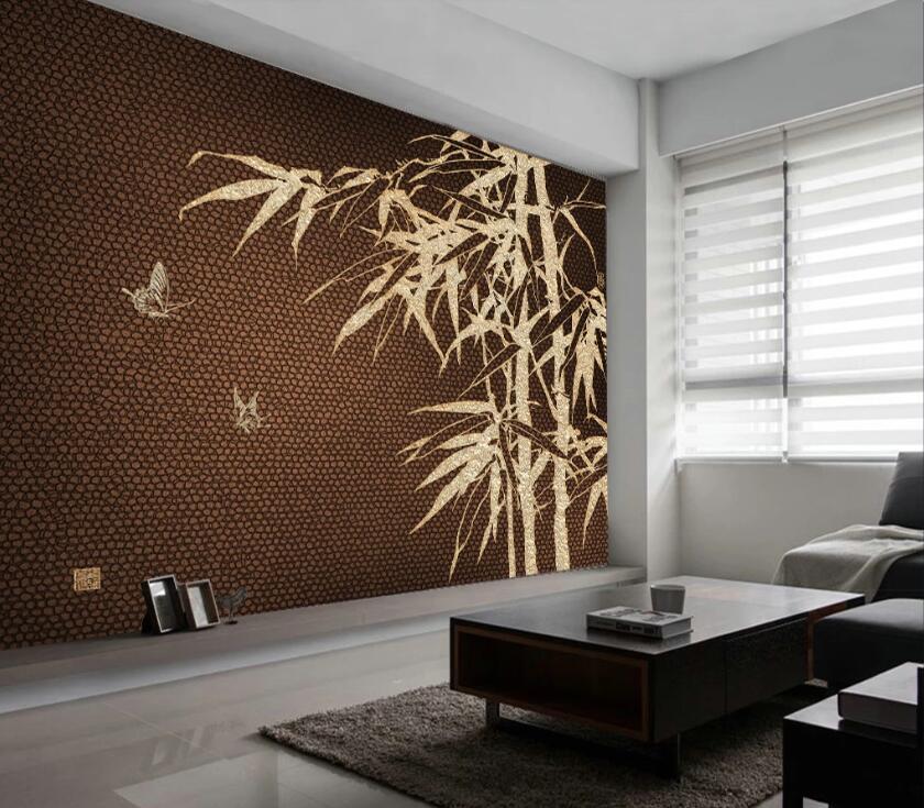 3D Bamboo Leaves WC46 Wall Murals Wallpaper AJ Wallpaper 2 