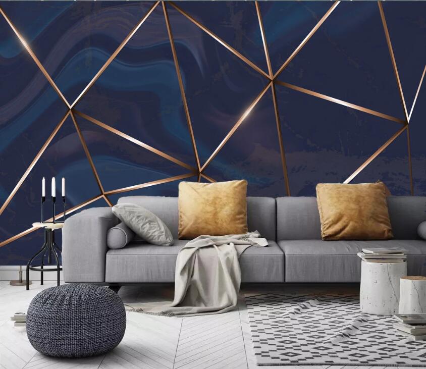 3D Golden Geometry WC30 Wall Murals Wallpaper AJ Wallpaper 2 