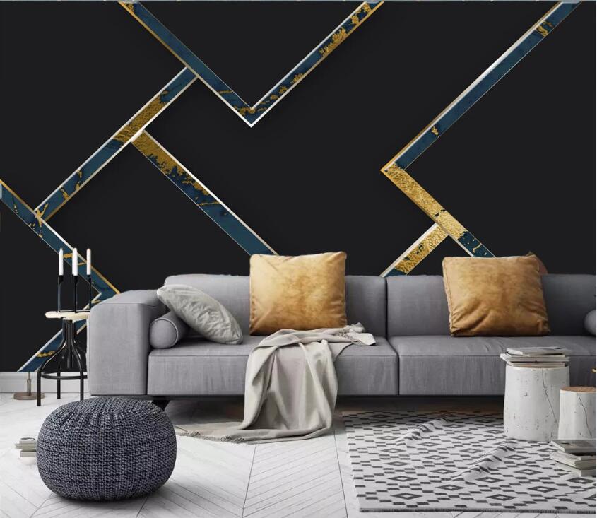 3D Golden Geometry WC29 Wall Murals Wallpaper AJ Wallpaper 2 