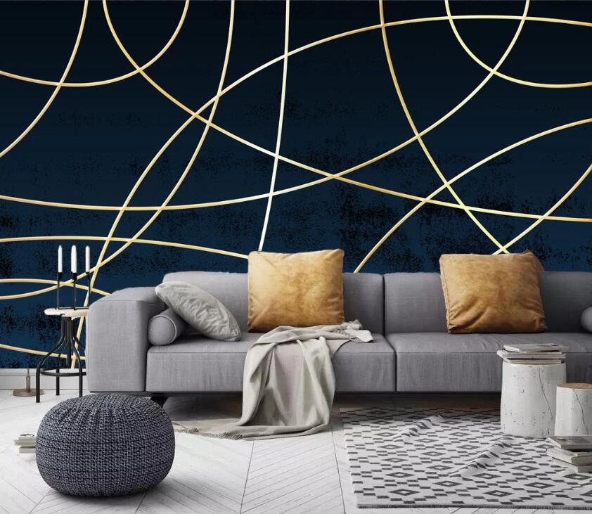 3D Golden Lines WC15 Wall Murals Wallpaper AJ Wallpaper 2 