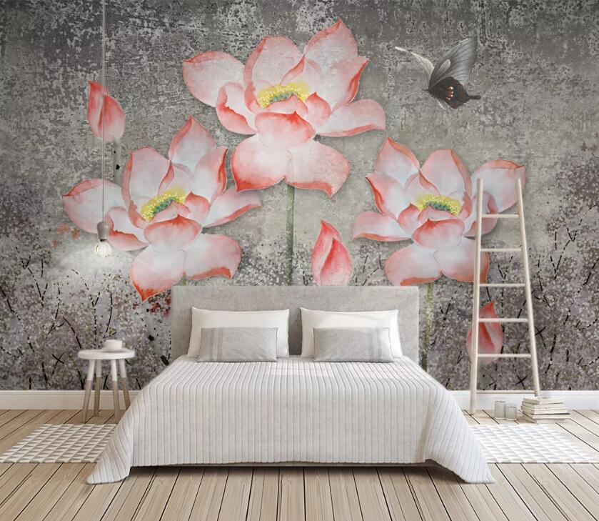 3D Flower Butterfly WC05 Wall Murals Wallpaper AJ Wallpaper 2 