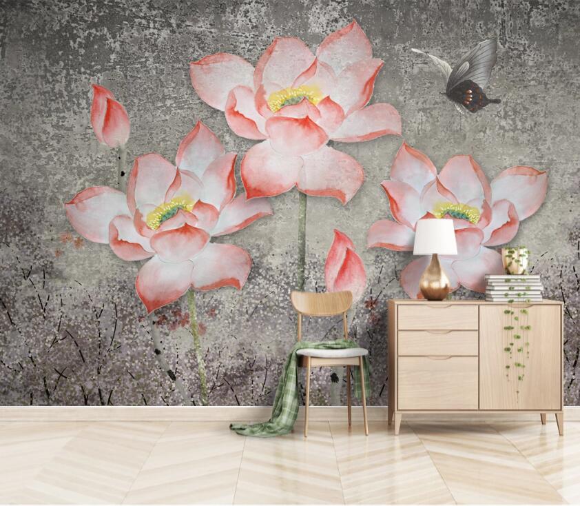 3D Flower Butterfly WC05 Wall Murals Wallpaper AJ Wallpaper 2 