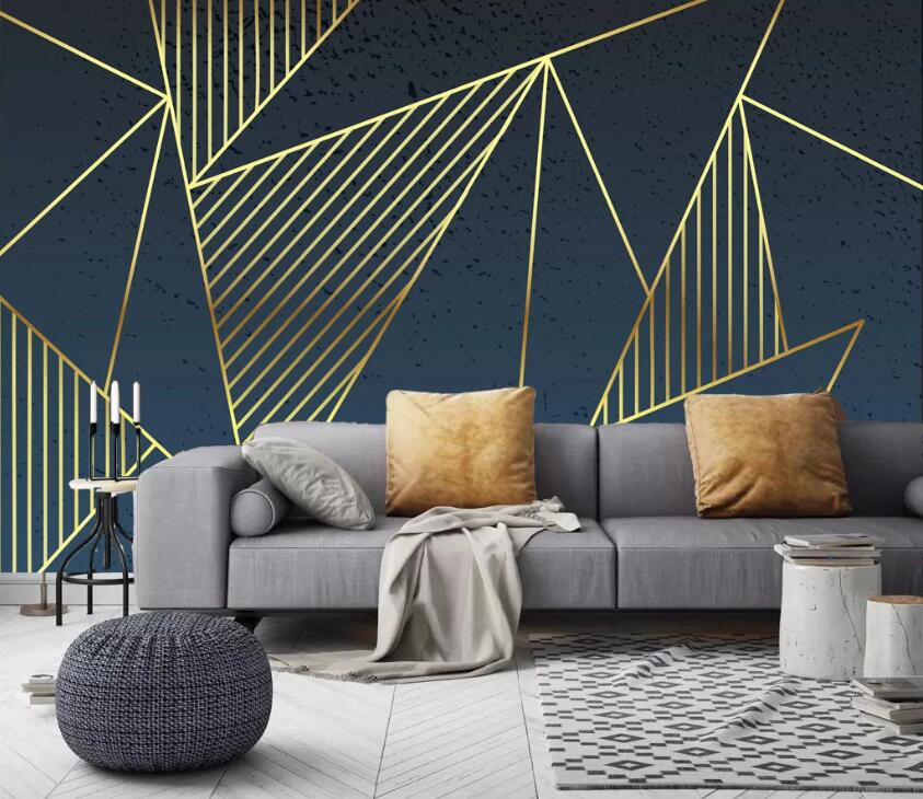 3D Golden Triangle Lines WC96 Wall Murals Wallpaper AJ Wallpaper 2 