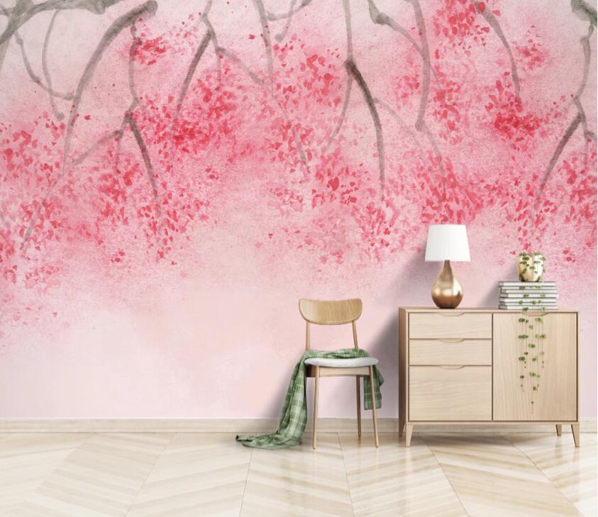 3D Pink Branches WC88 Wall Murals Wallpaper AJ Wallpaper 2 