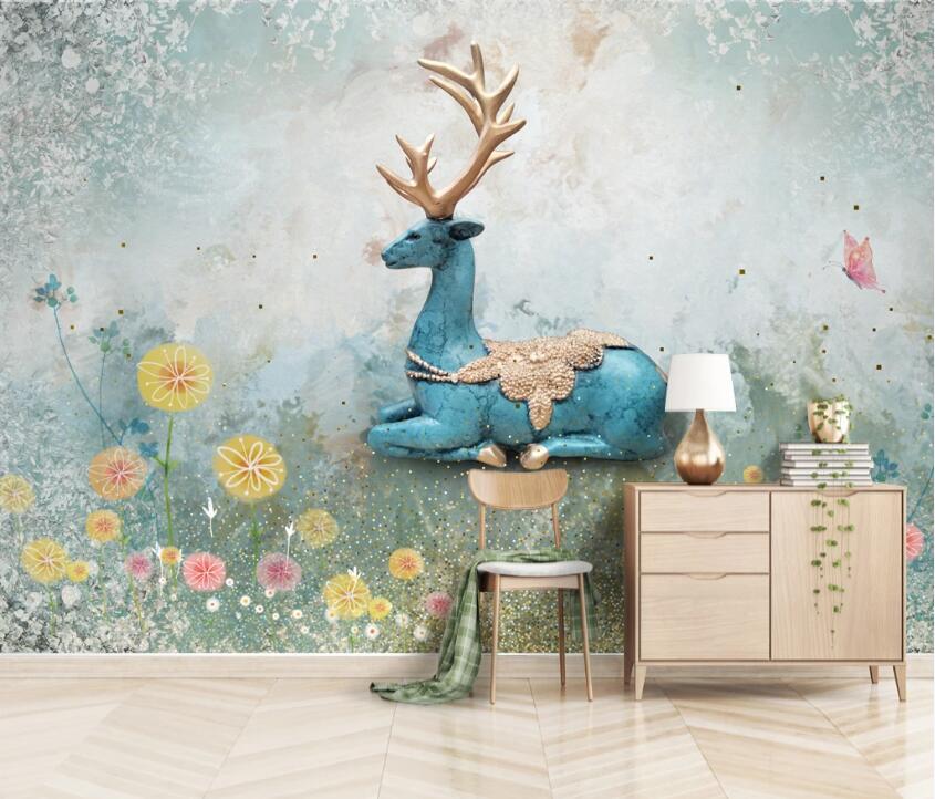 3D Blue Elk WC87 Wall Murals Wallpaper AJ Wallpaper 2 