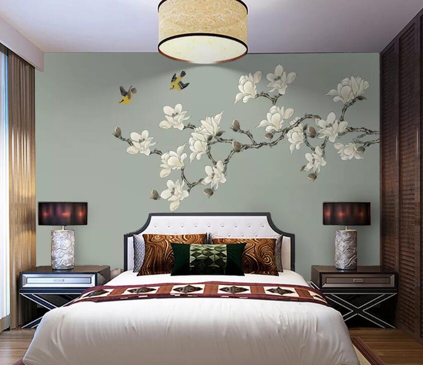 3D Flower Magpie WC80 Wall Murals Wallpaper AJ Wallpaper 2 