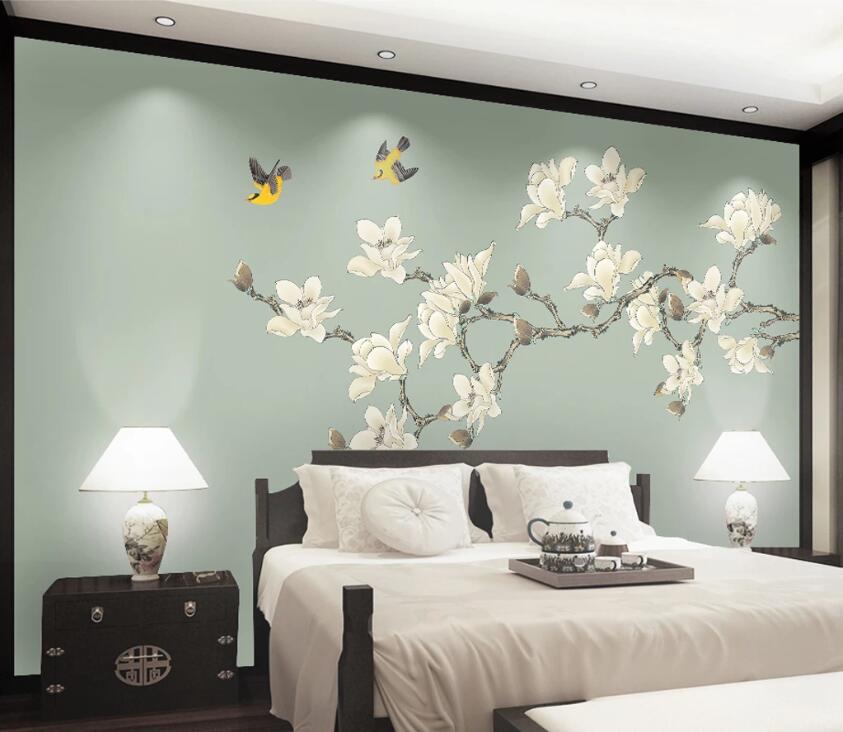 3D Flower Magpie WC80 Wall Murals Wallpaper AJ Wallpaper 2 
