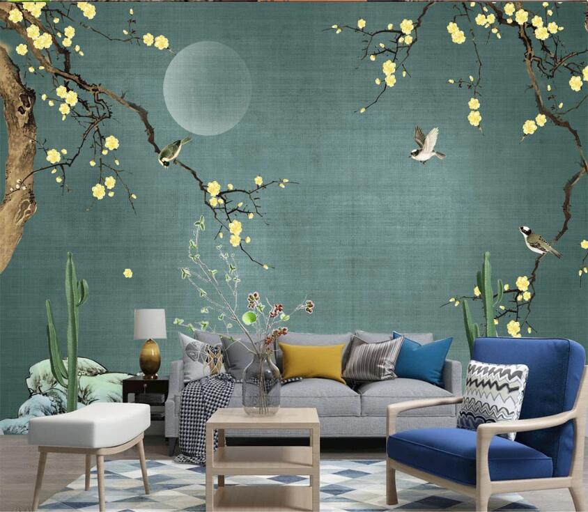 3D Yellow Flower WC68 Wall Murals Wallpaper AJ Wallpaper 2 
