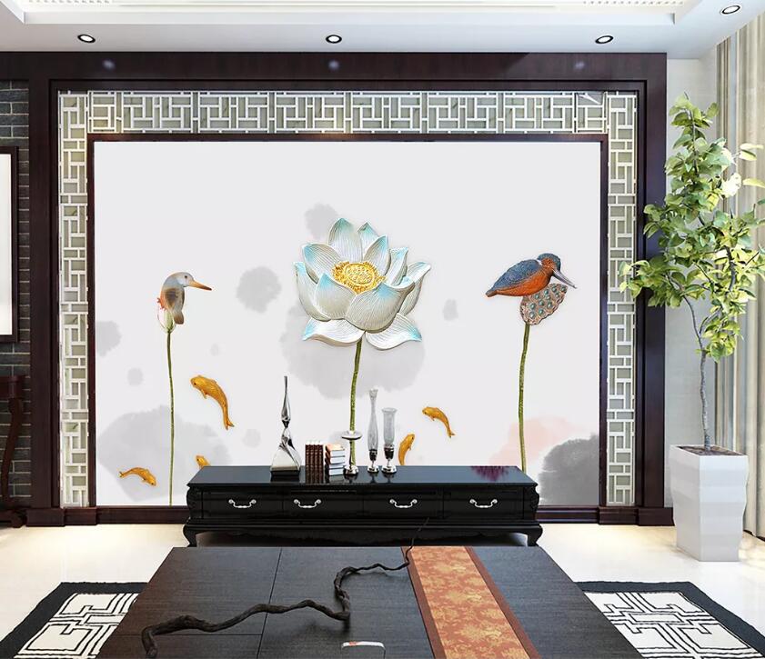 3D Magpie Lotus WC40 Wall Murals Wallpaper AJ Wallpaper 2 