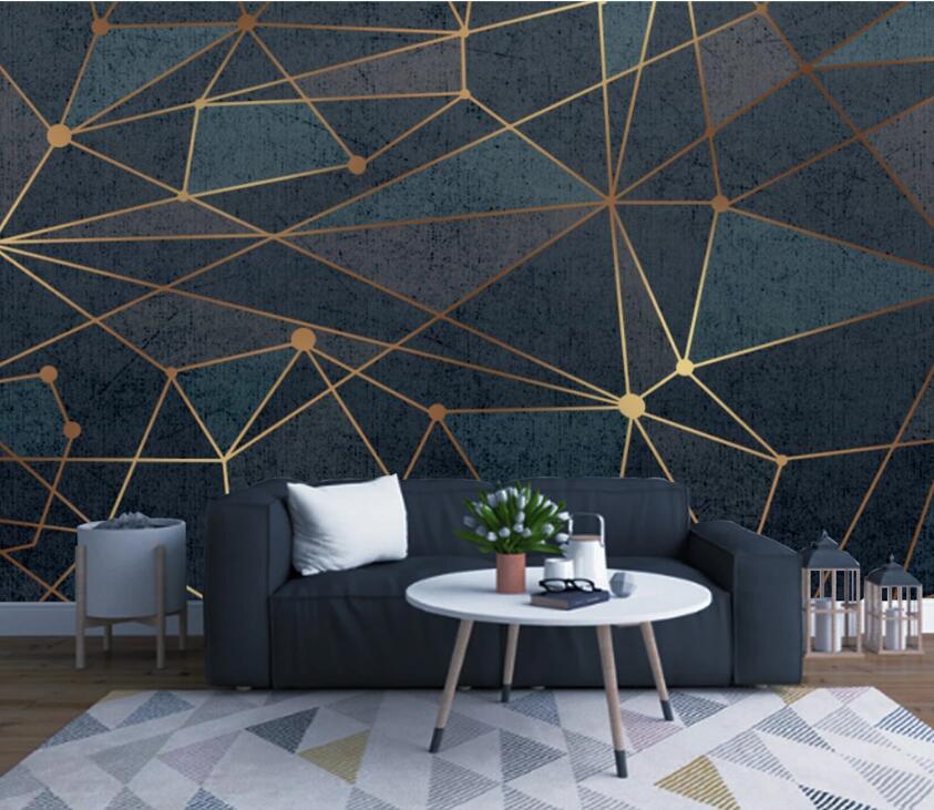 3D Golden Geometry WC68 Wall Murals Wallpaper AJ Wallpaper 2 