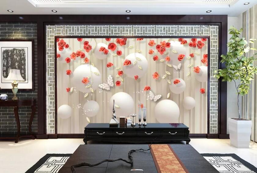 3D Rose Ball WC52 Wall Murals Wallpaper AJ Wallpaper 2 