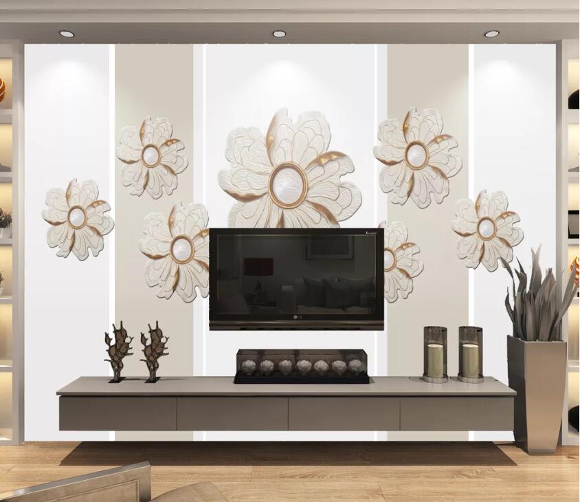 3D White Flower WC49 Wall Murals Wallpaper AJ Wallpaper 2 